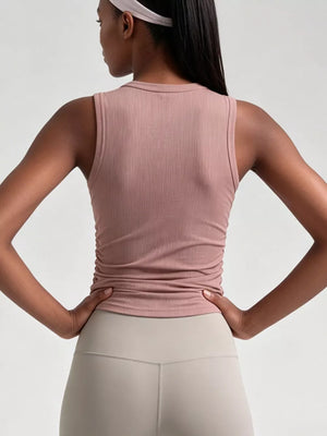 Dusty Pink fitted athletic tank with crew neck