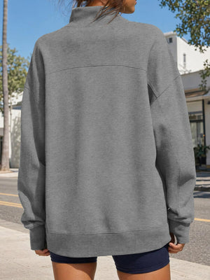 Turtleneck Mock Neck Oversized Sweatshirt in White