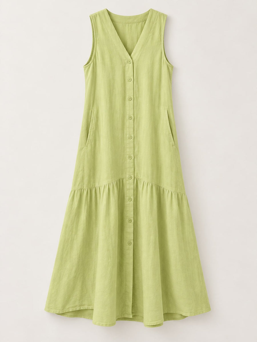 Purple midi dress with midi and button-front