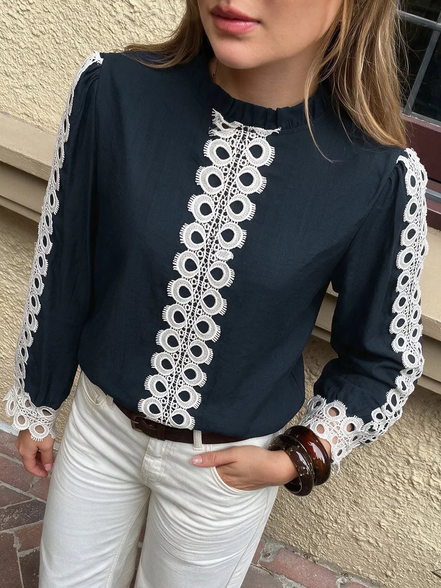 100% polyester Care instructions: Machine wash cold blouse in ivory with regular silhouette
