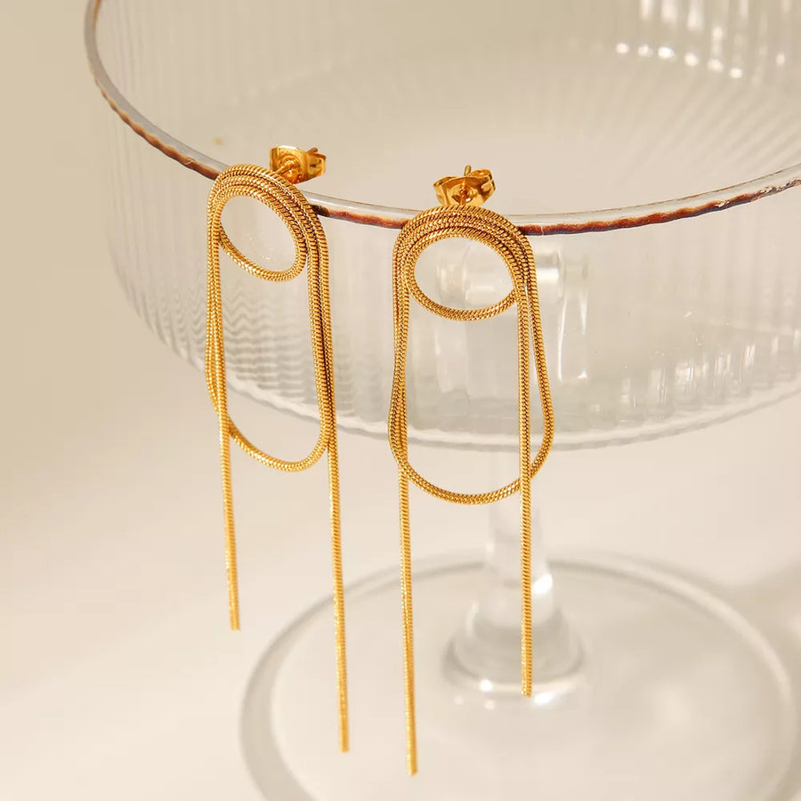 18K Gold-Plated,Stainless Steel Care instructions: Avoid wearing during exercise earrings in Gold with dangling silhouette