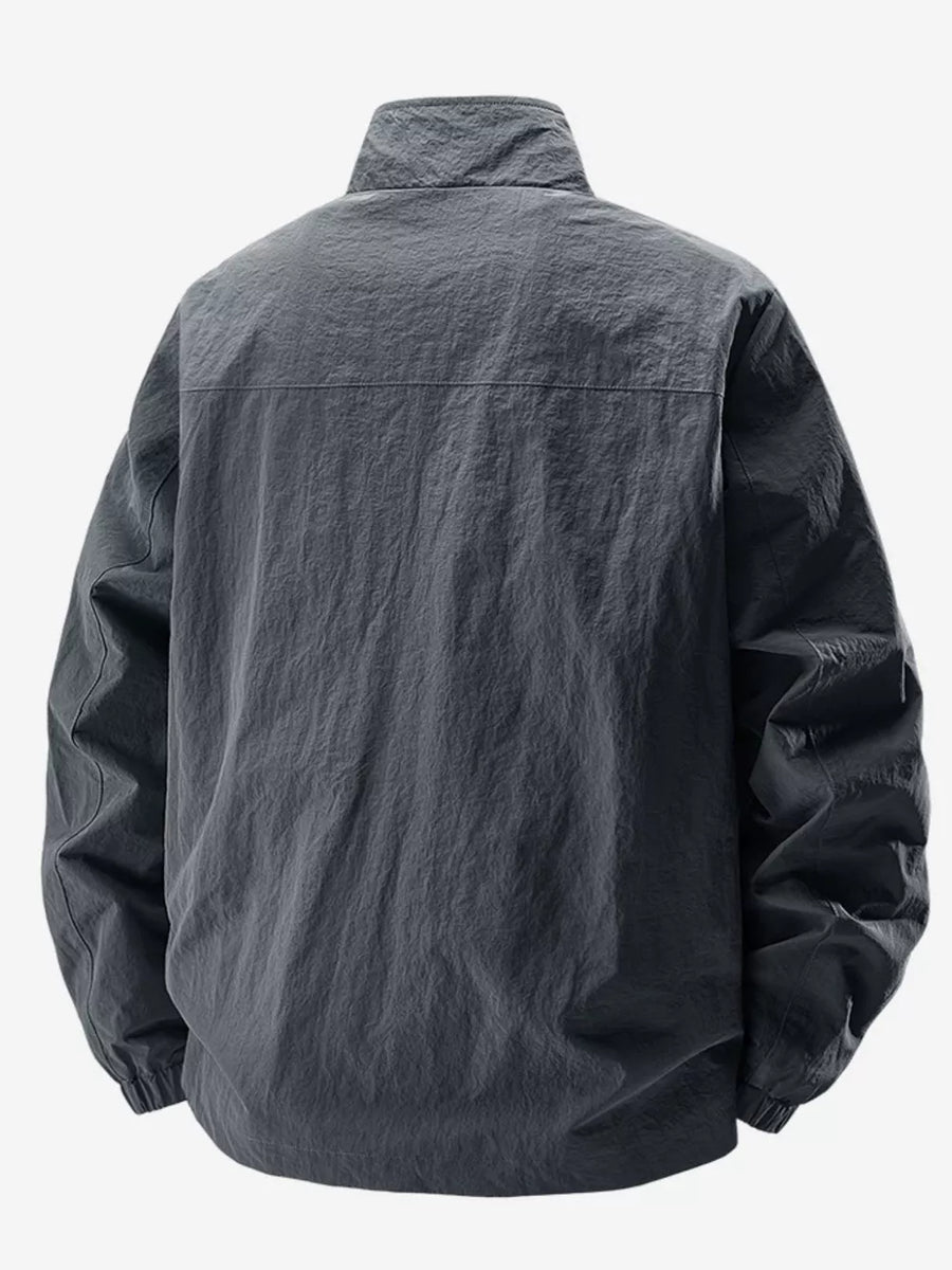 dusty blue regular windbreaker with collared