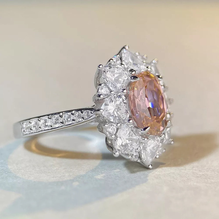 clear ring featuring zircon stones and floral