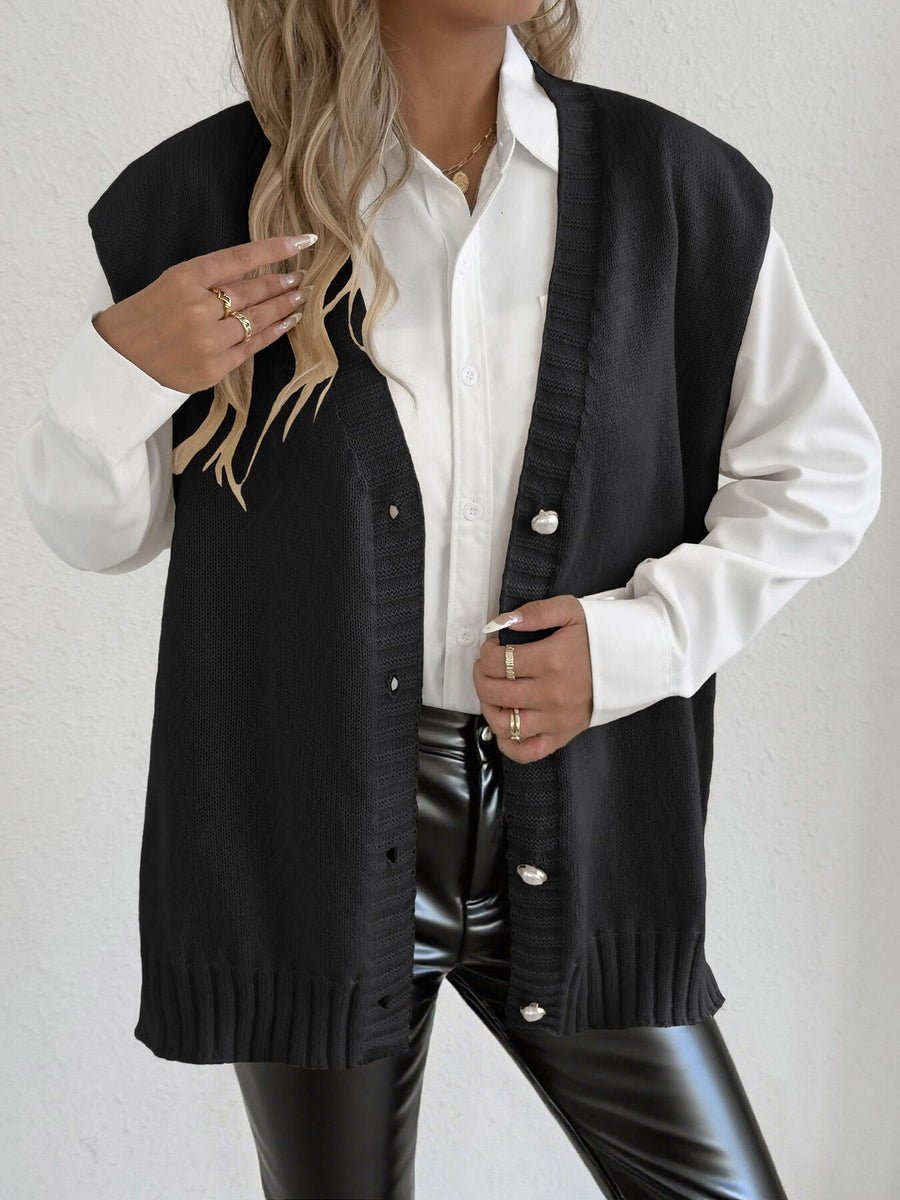 sweater vest in Apricot with oversized and hip-length
