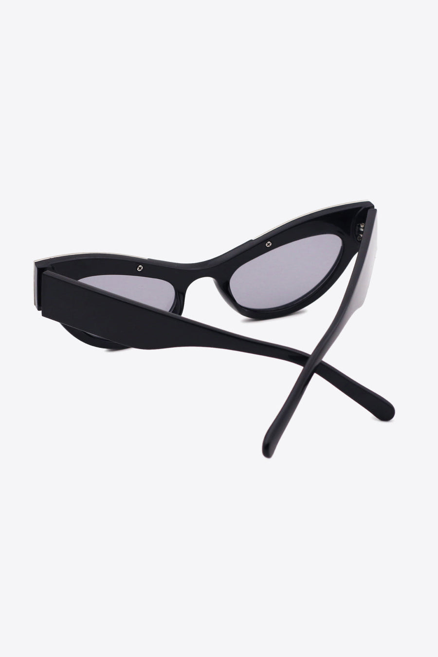 Black acetate cat-eye sunglasses with crystal embellishments