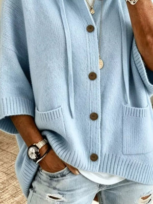 Pink relaxed cardigan with hooded