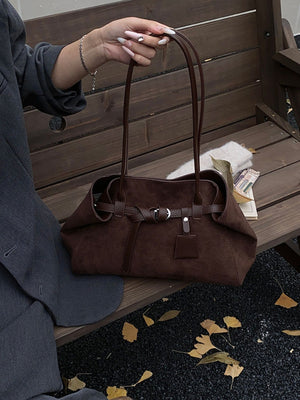 shoulder bag in Coffee Brown with buckle detail and medium