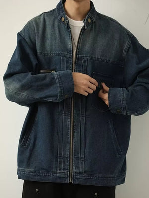 98% cotton,2% spandex Care instructions: Machine wash cold denim jacket in Blue with oversized silhouette
