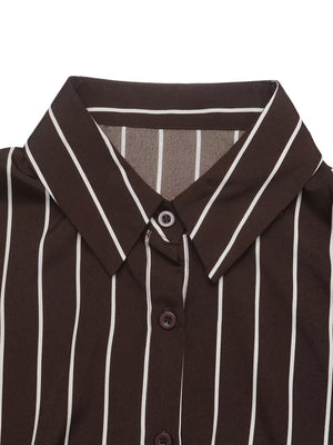 Brown relaxed shirt dress with collared