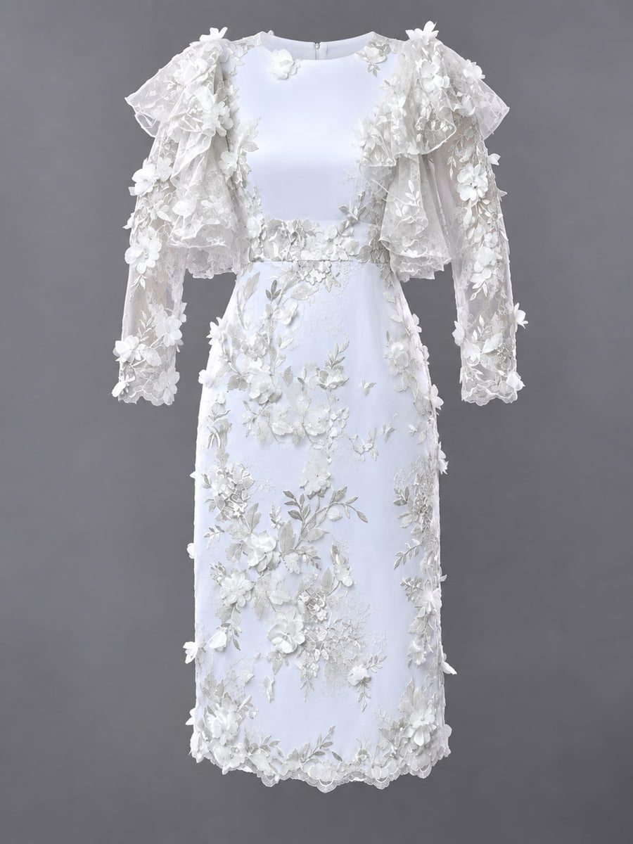 White midi dress with midi and pullover