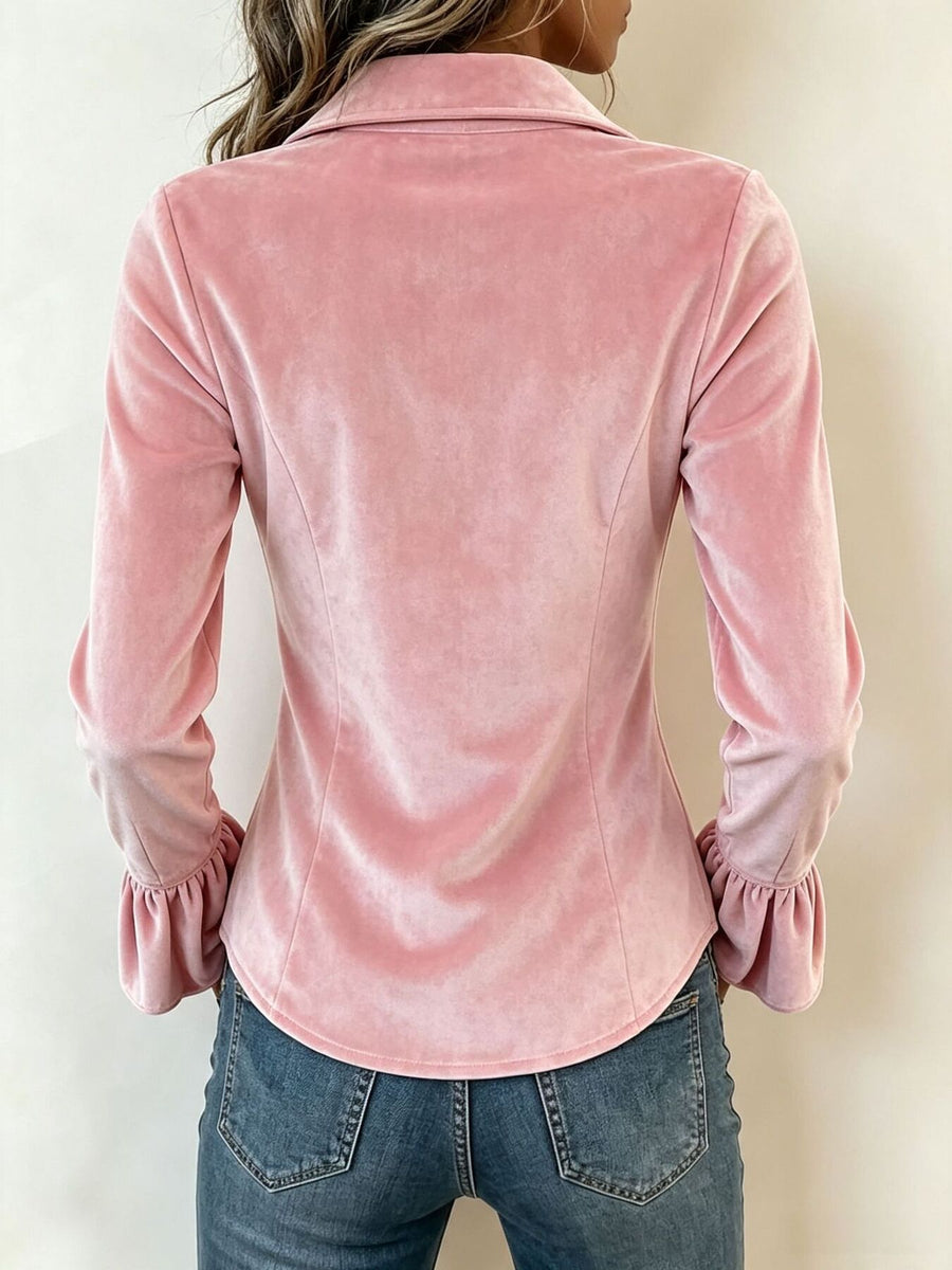 100% polyester Care instructions: Machine wash cold blouse in Navy Blue with fitted silhouette
