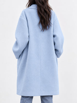 Full Size Lapel Collar One Button Coat Plus Size in Gray with thermal