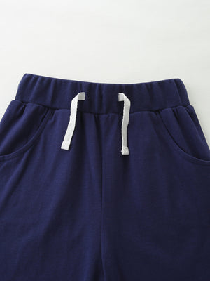 Navy cotton baby pants with drawstring and pockets