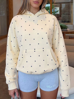 Pastel Yellow pullover hoodie with hip-length and pullover