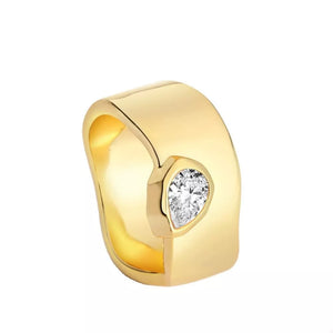 18k Gold-plated Minimalist Crystal Ring in gold with gold-plated