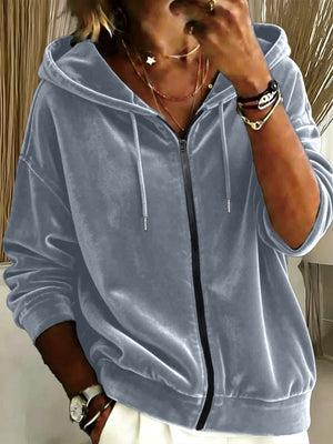 athleisure zip hoodie in Red with hooded