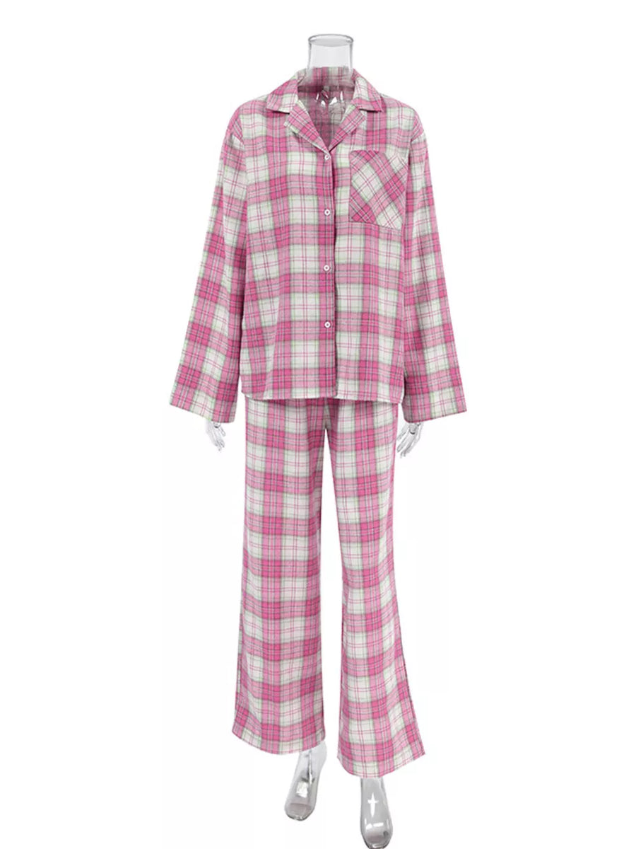 100% polyester Care instructions: Machine wash cold pajama set in Dusty Pink with relaxed silhouette