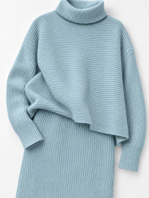 Gray sweater set with oversized fit and long sleeve