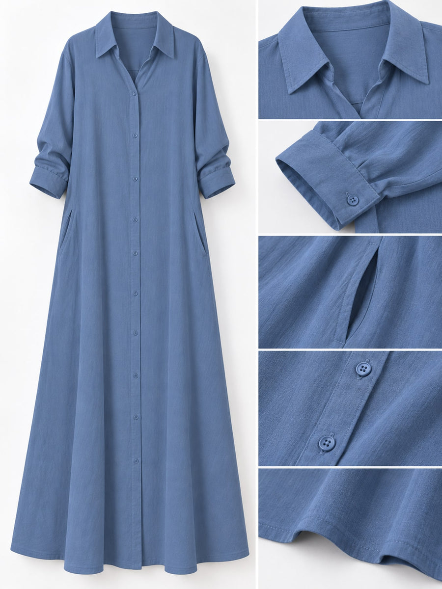Apricot relaxed shirt dress with collared