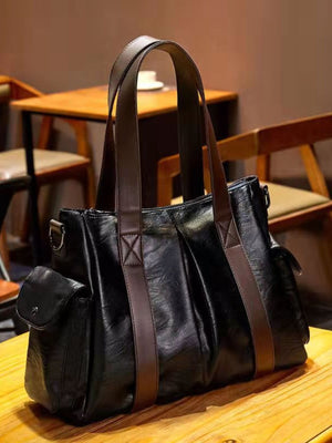 black with handbag with pleated
