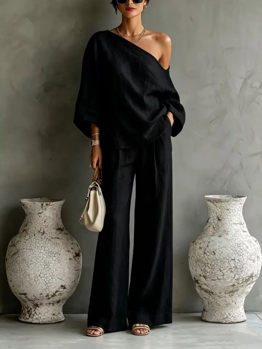 100% polyester Care instructions: Machine wash cold two-piece set in Apricot with relaxed silhouette