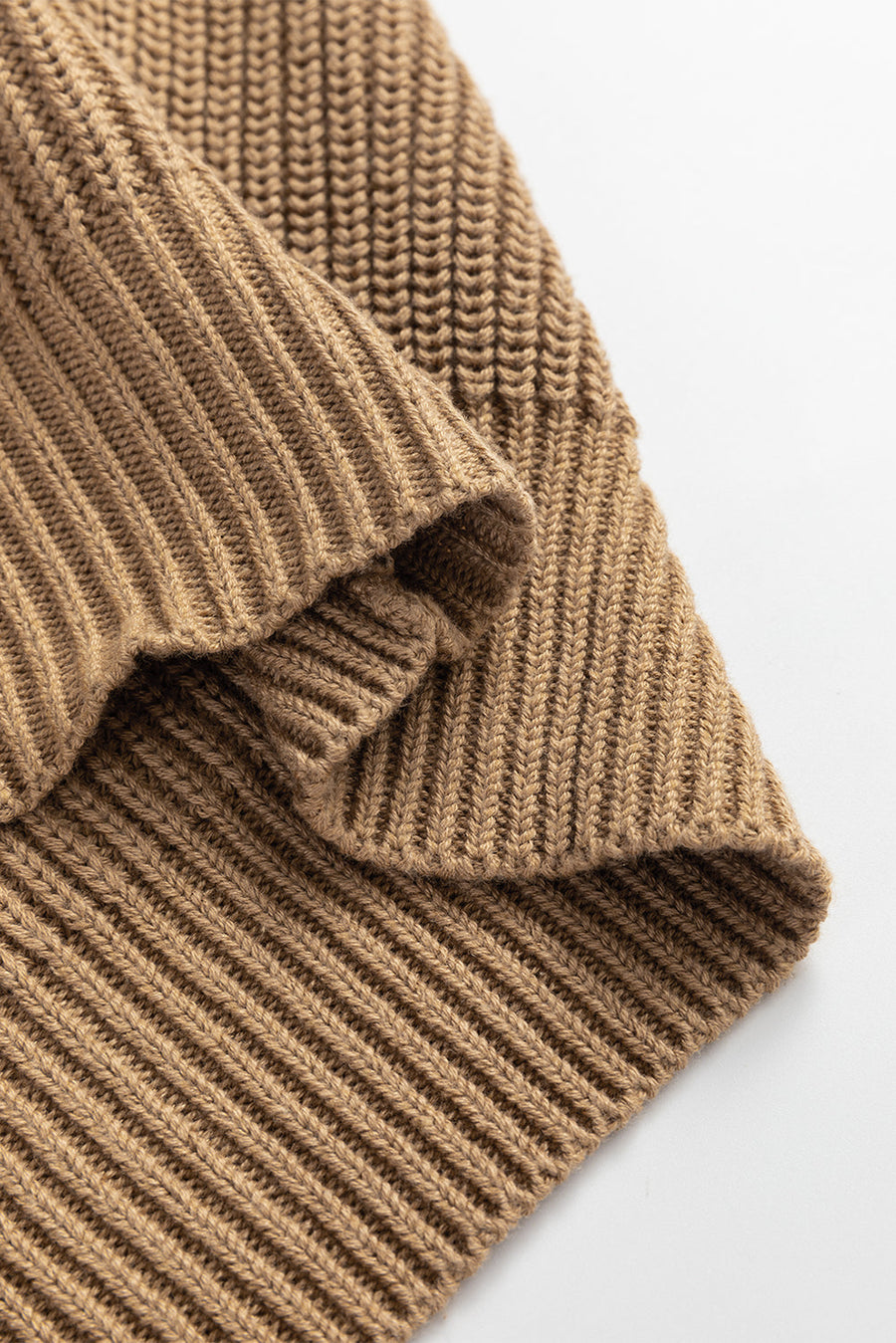 Camel Ribbed Button-Down Cardigan Vest