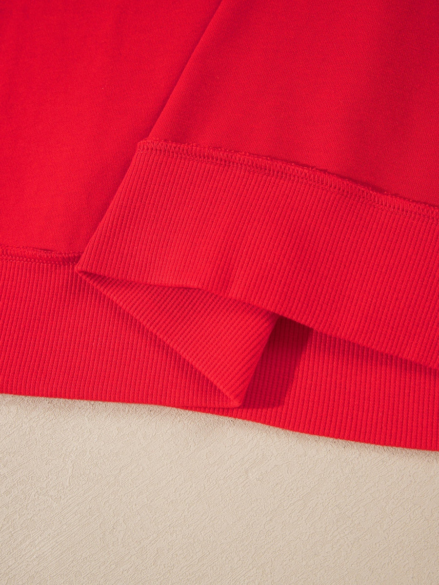 red sweatshirt