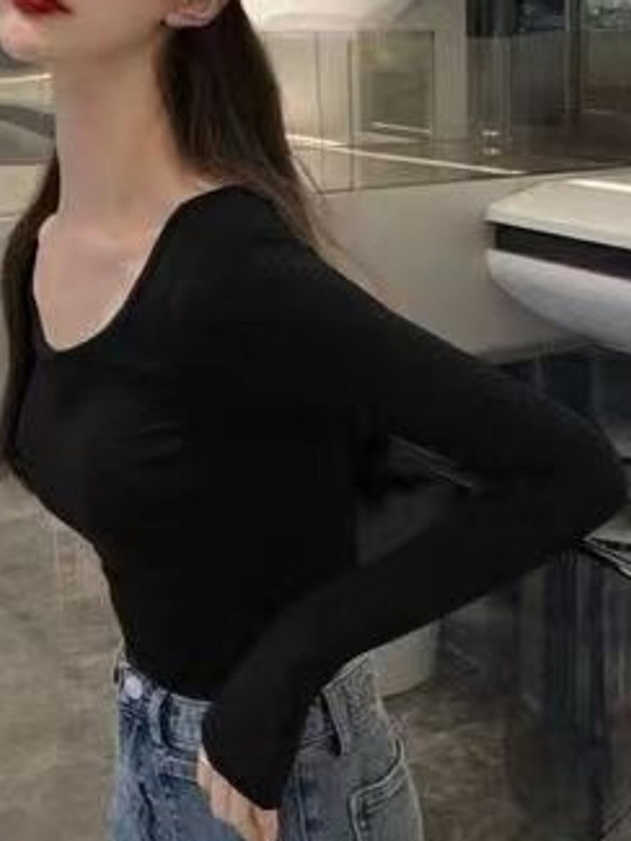 Cotton & crop top in Gray with fitted silhouette