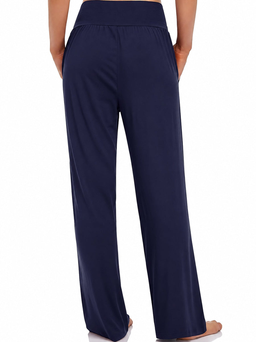 wide-leg pants in Brick Red with pocketed and full-length