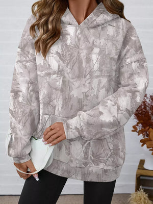 pullover hoodie featuring camo in light brown with 95% polyester, 5% elastane Care instructions: Machine wash cold texture