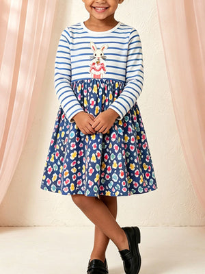 Dark Blue A-line dress with knee-length and pullover