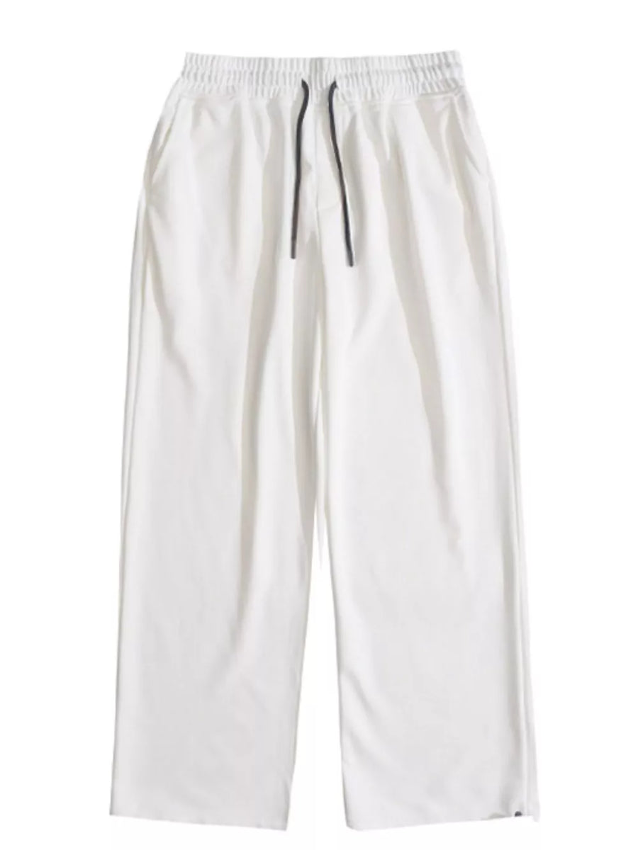 Men's Drawstring Wide Leg Pants in White