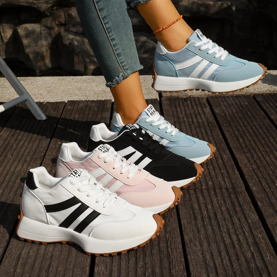 light blue sneakers with color-block and not applicable