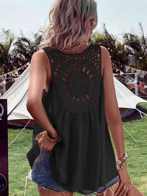 ivory tank top with lace detail and sleeveless