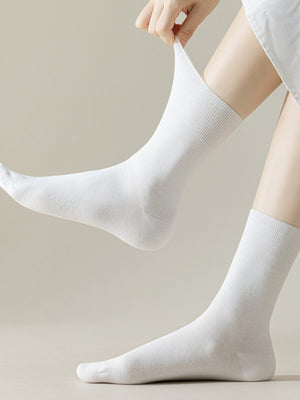 Lightweight Solid Color Socks in White with elastic cuff
