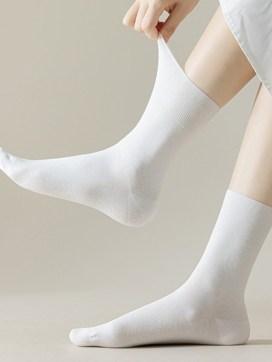Lightweight Solid Color Socks in White with elastic cuff