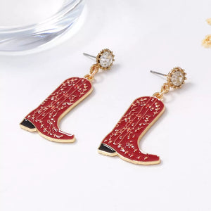 Burgundy earrings with long and post-back