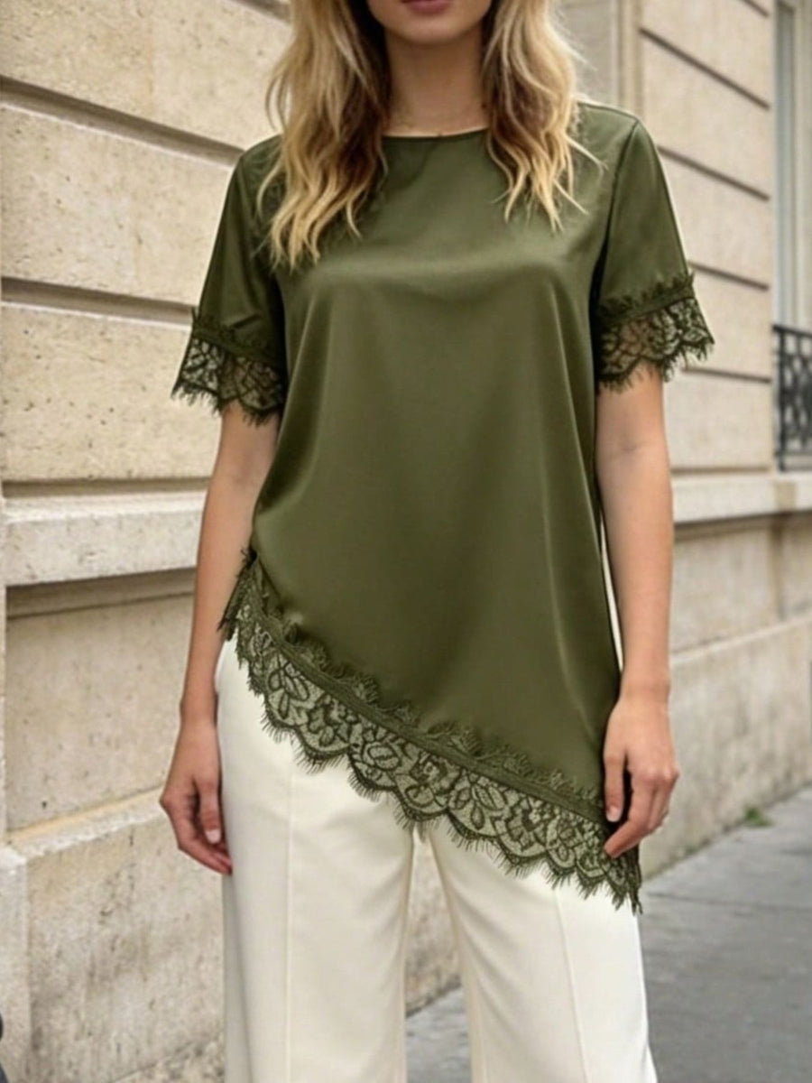 100% polyester Care instructions: Machine wash cold blouse in Olive with relaxed silhouette
