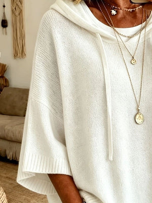 Gray pullover hoodie with hip-length and pullover