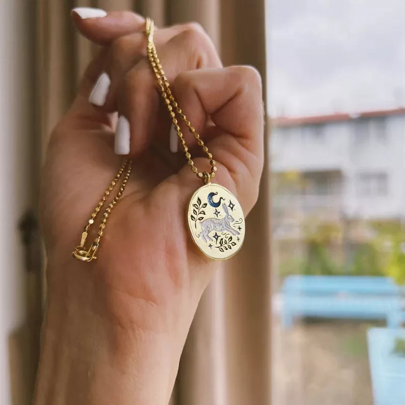 Platinum-Plated, 18K Gold-Plated, Resin, Stainless Steel, Zircon Care instructio necklace in pink with jewelry silhouette