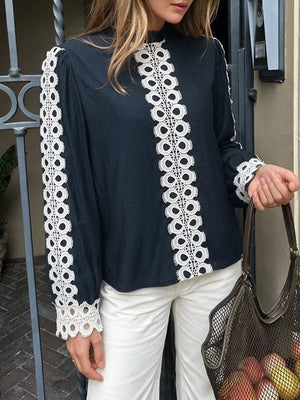 100% polyester Care instructions: Machine wash cold blouse in Navy with regular silhouette