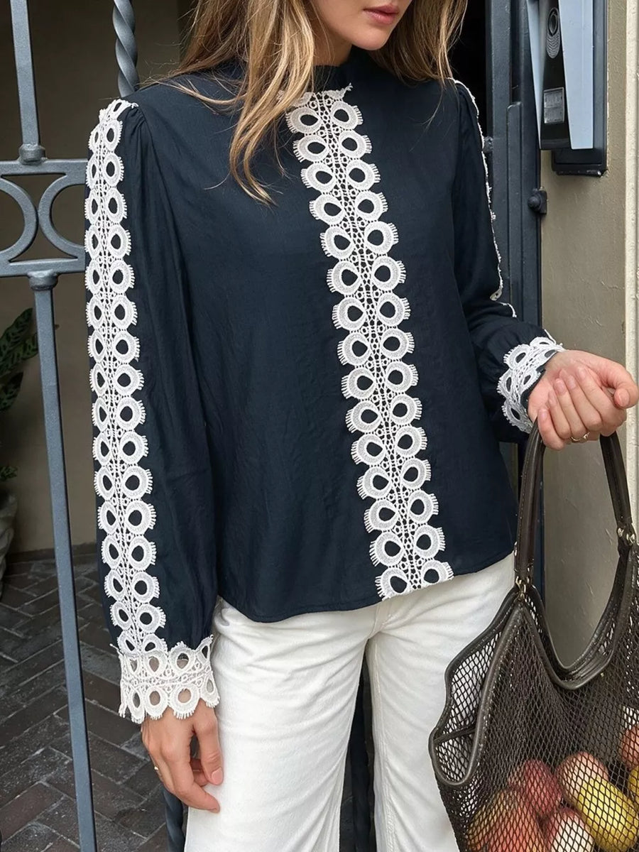 100% polyester Care instructions: Machine wash cold blouse in Navy with regular silhouette