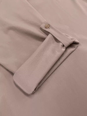 Lightweight open front cardigan in dusty pink with button cuff detail.