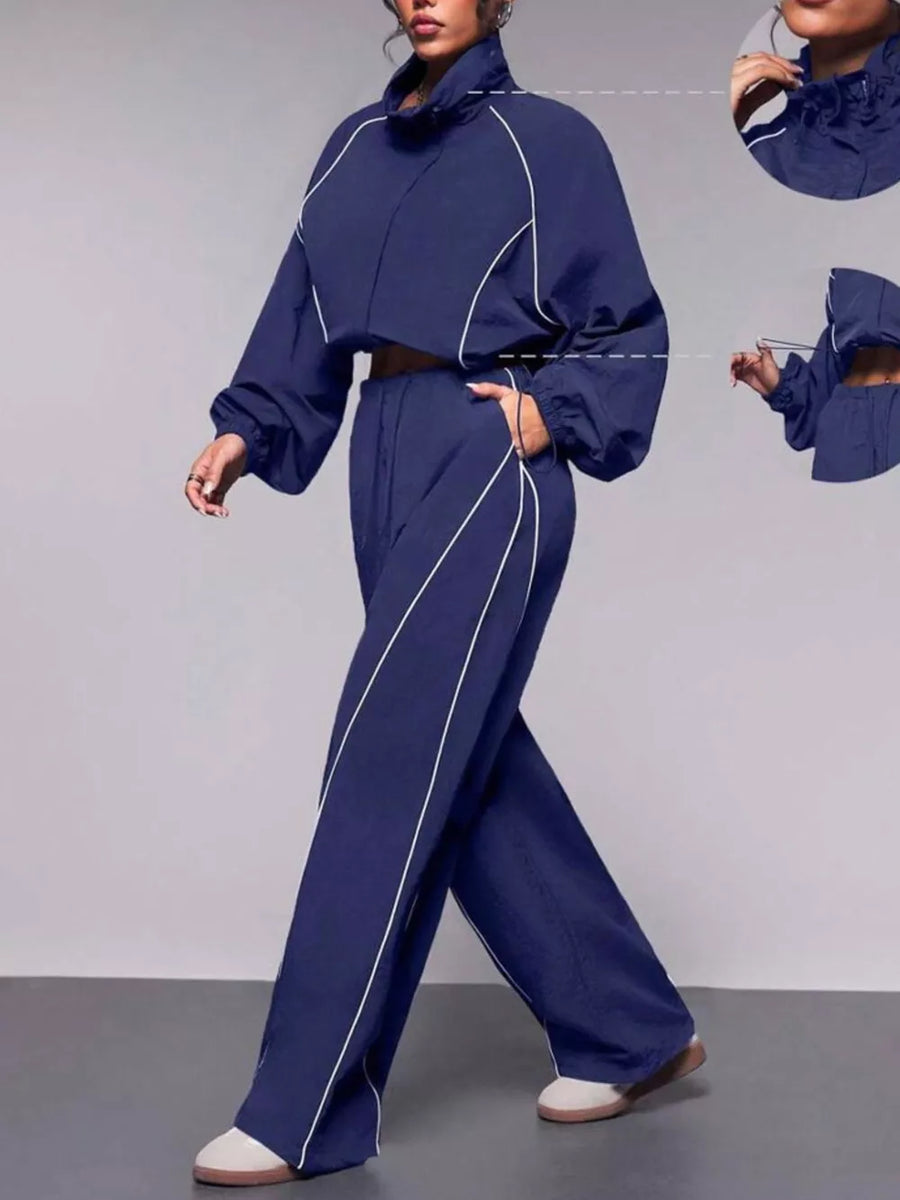 Dark Red tracksuit with pocketed and long sleeve