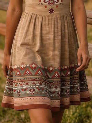 rust A-line A-line dress with scoop neck