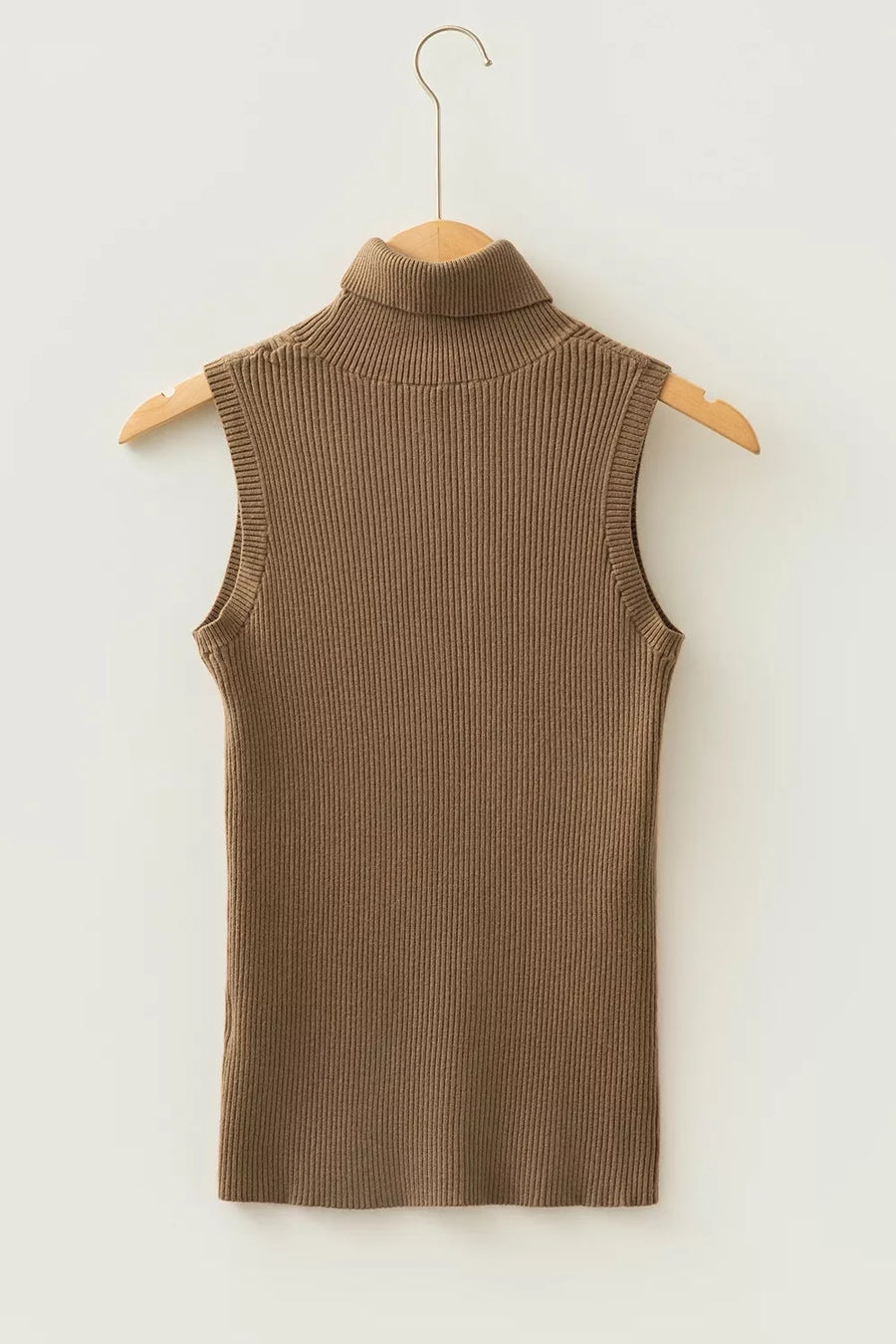 Mocha sweater vest with hip-length and pullover