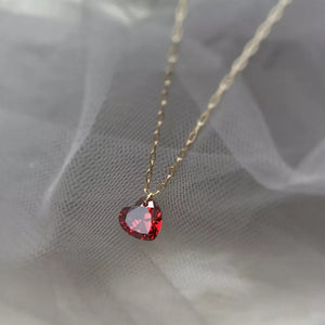 Radiant Heart Zircon Pendant Necklace with delicate gold chain