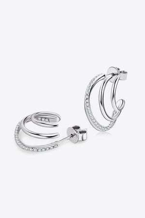 Silver hoop earrings with cubic zirconia accents