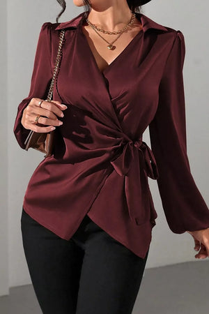 French Blue fitted blouse with collared