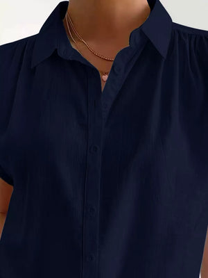 black relaxed button-down shirt with collared